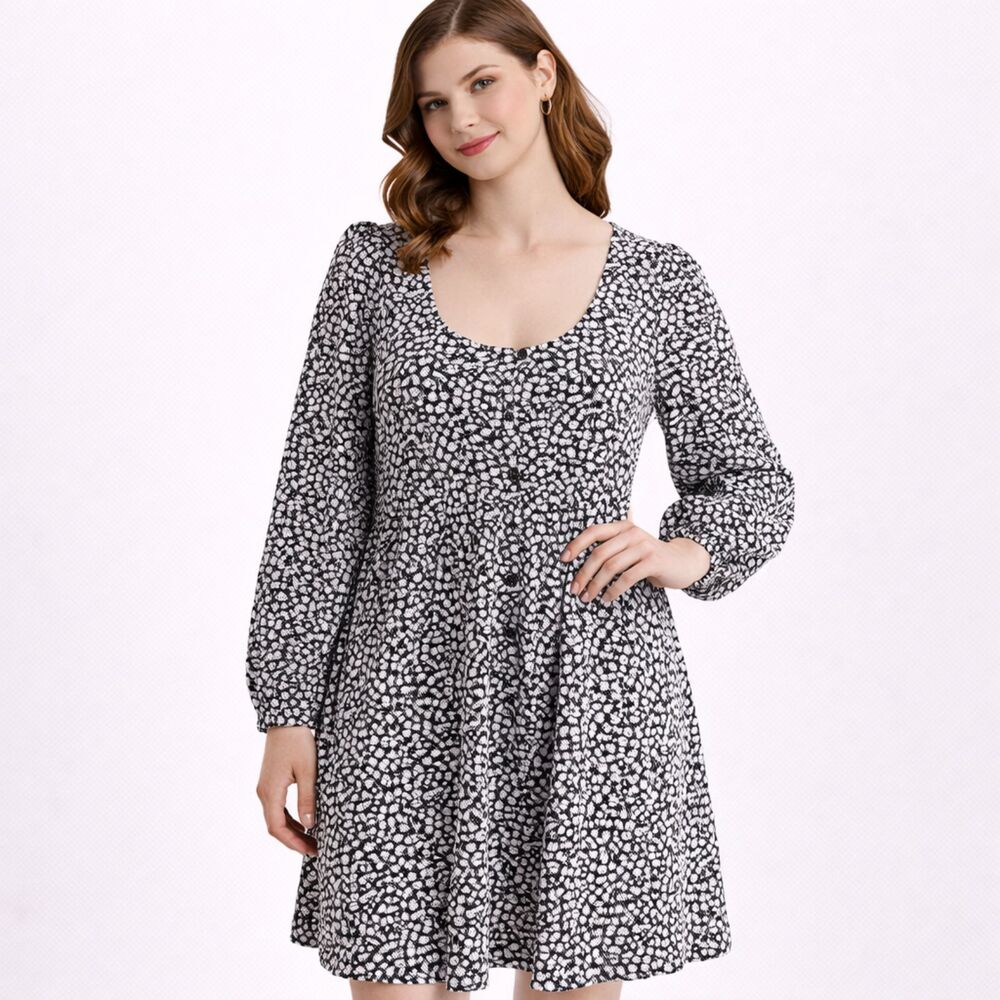 Boden Button Front Scoop Neck Button Front Dress Navy White 16 - 18 L